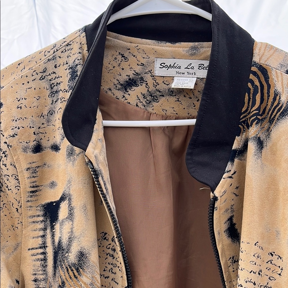 Vintage Tan and Black Trench Jacket/Trench with Structured Collars